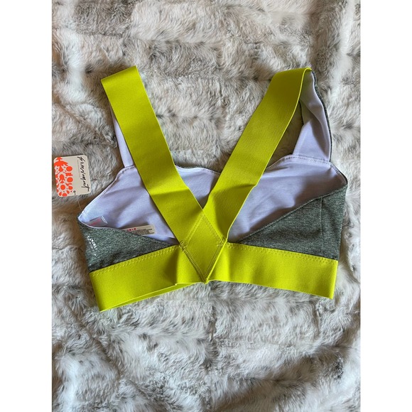 Free People Movement Yellow Gray Just Breathe Sports Bra Size S - Picture 7 of 8